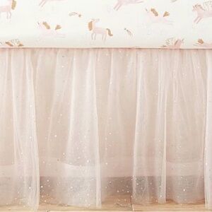 Shimmer tulle Crib Skirt + bonus unicorn fitted sheet